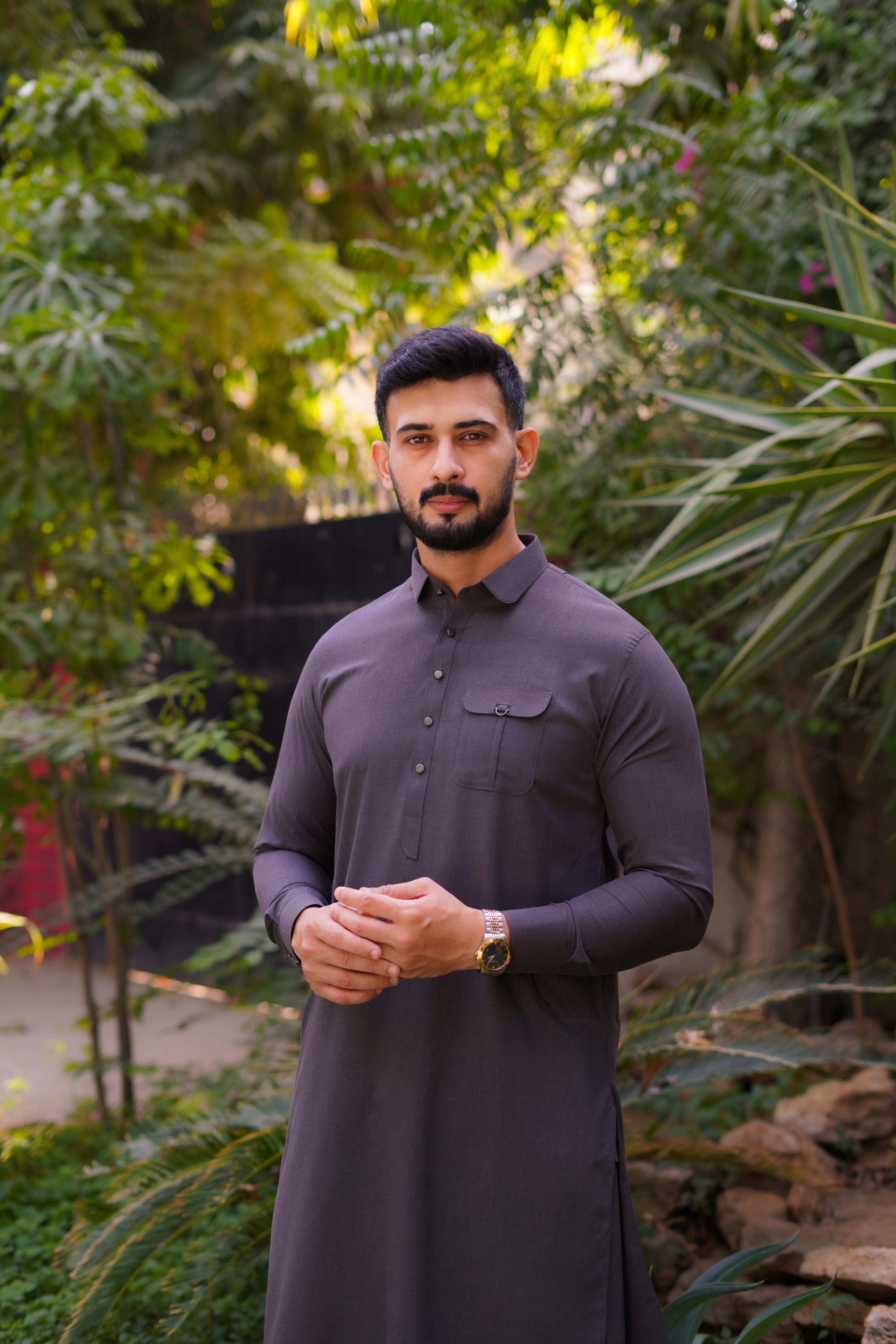 Charcoal Grey Blended Wash n Wear